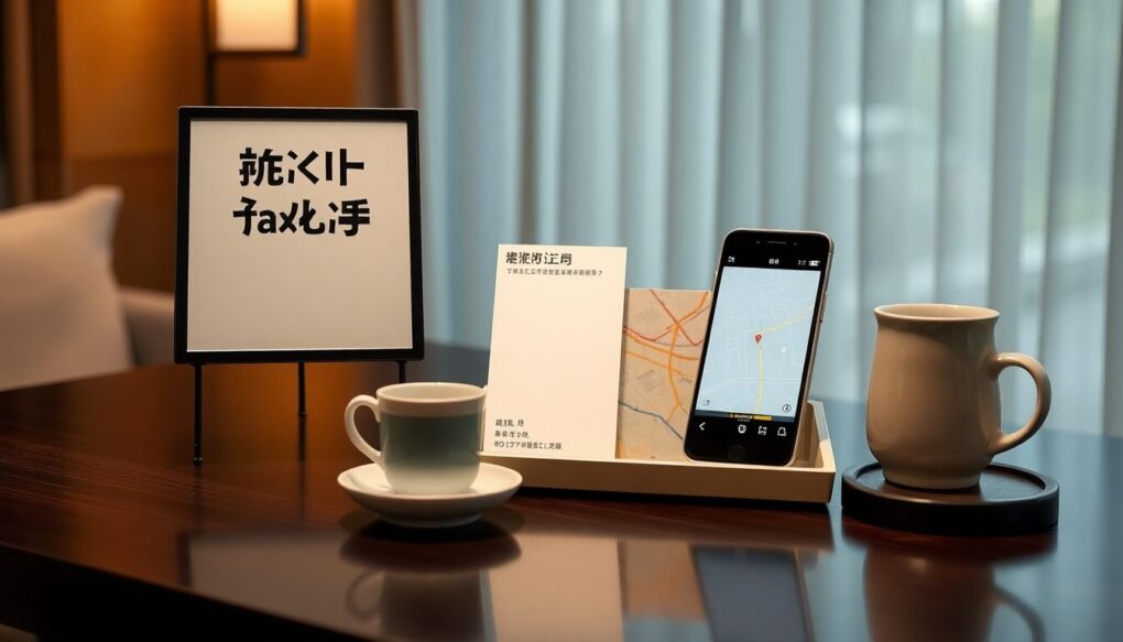 宿泊施設で乗り場の場所を尋ねる